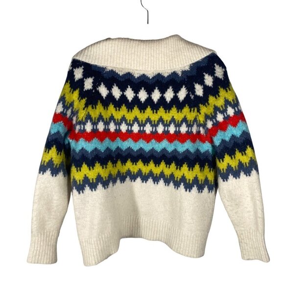 Fair Isle 1/4 Zip chunky Knit Sweater Ribbed Collar Nordic Pattern Womens XS - Picture 4 of 10